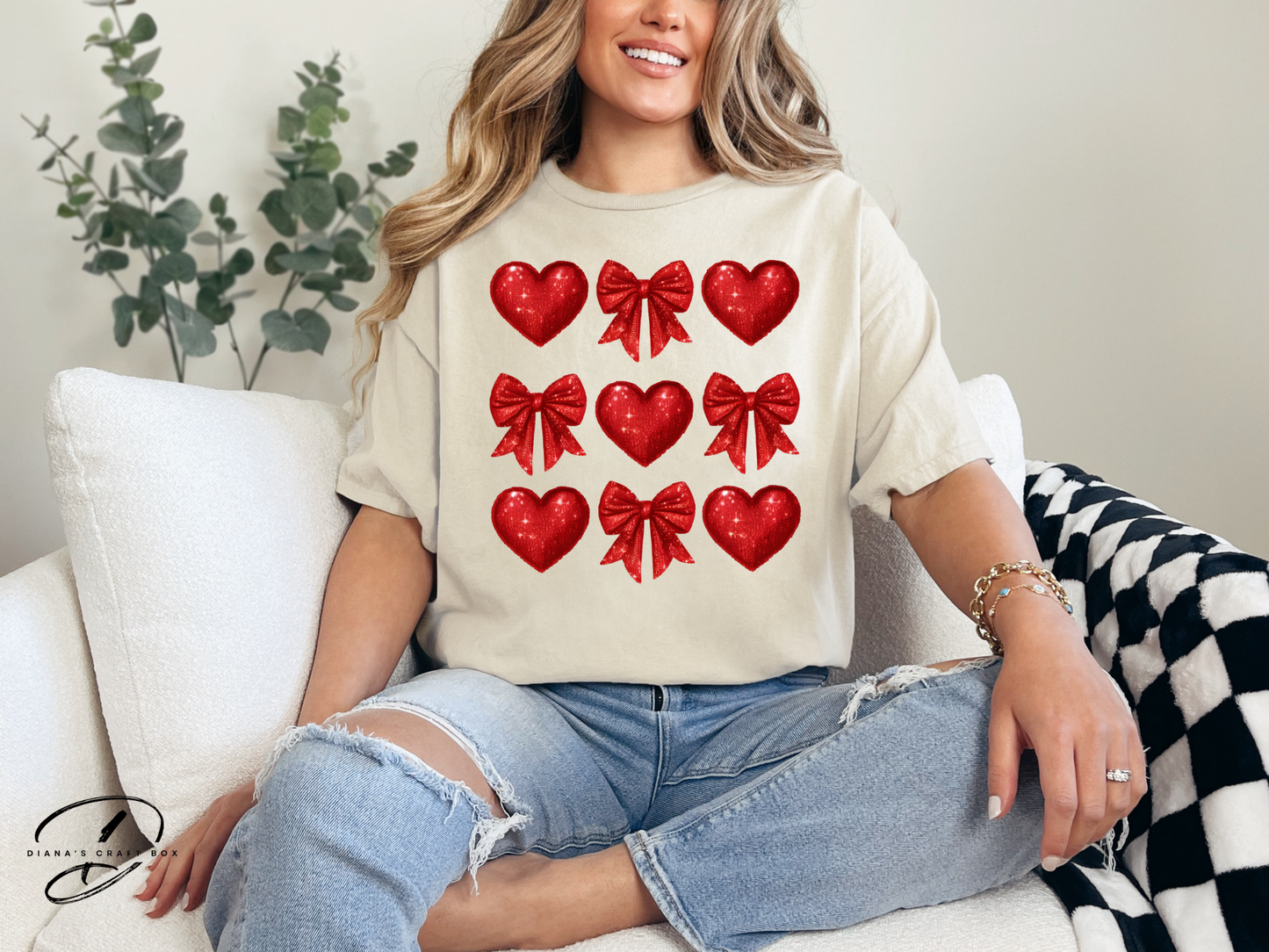 Red glitter coquette hearts and bows T-shirt