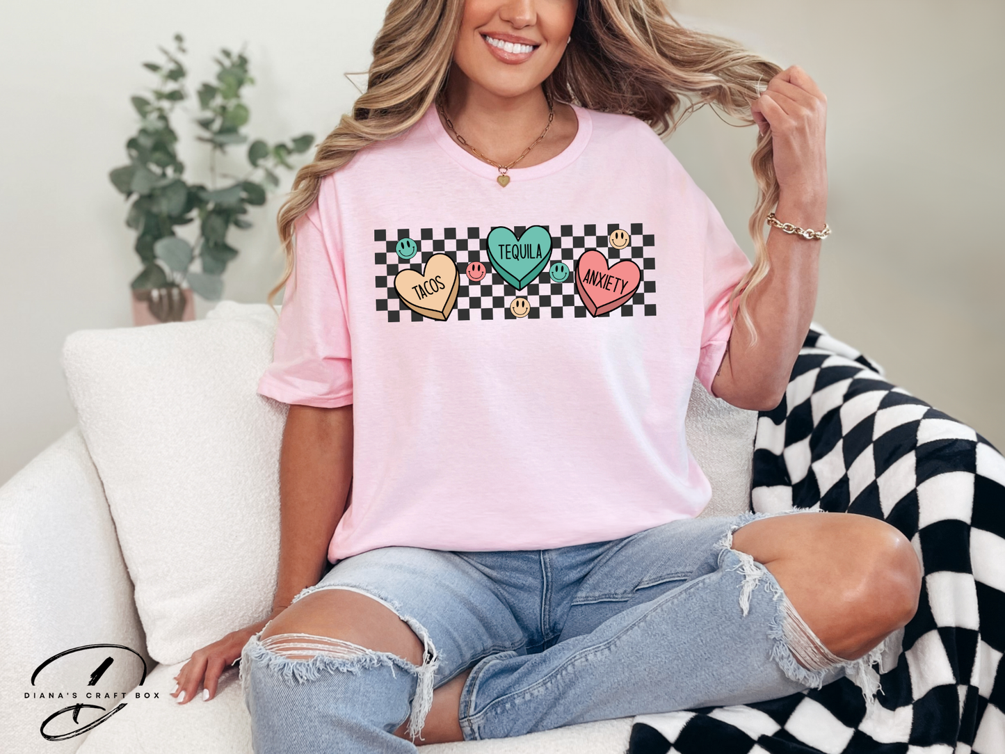 Tacos, Tequila, Anxiety hearts T-shirt