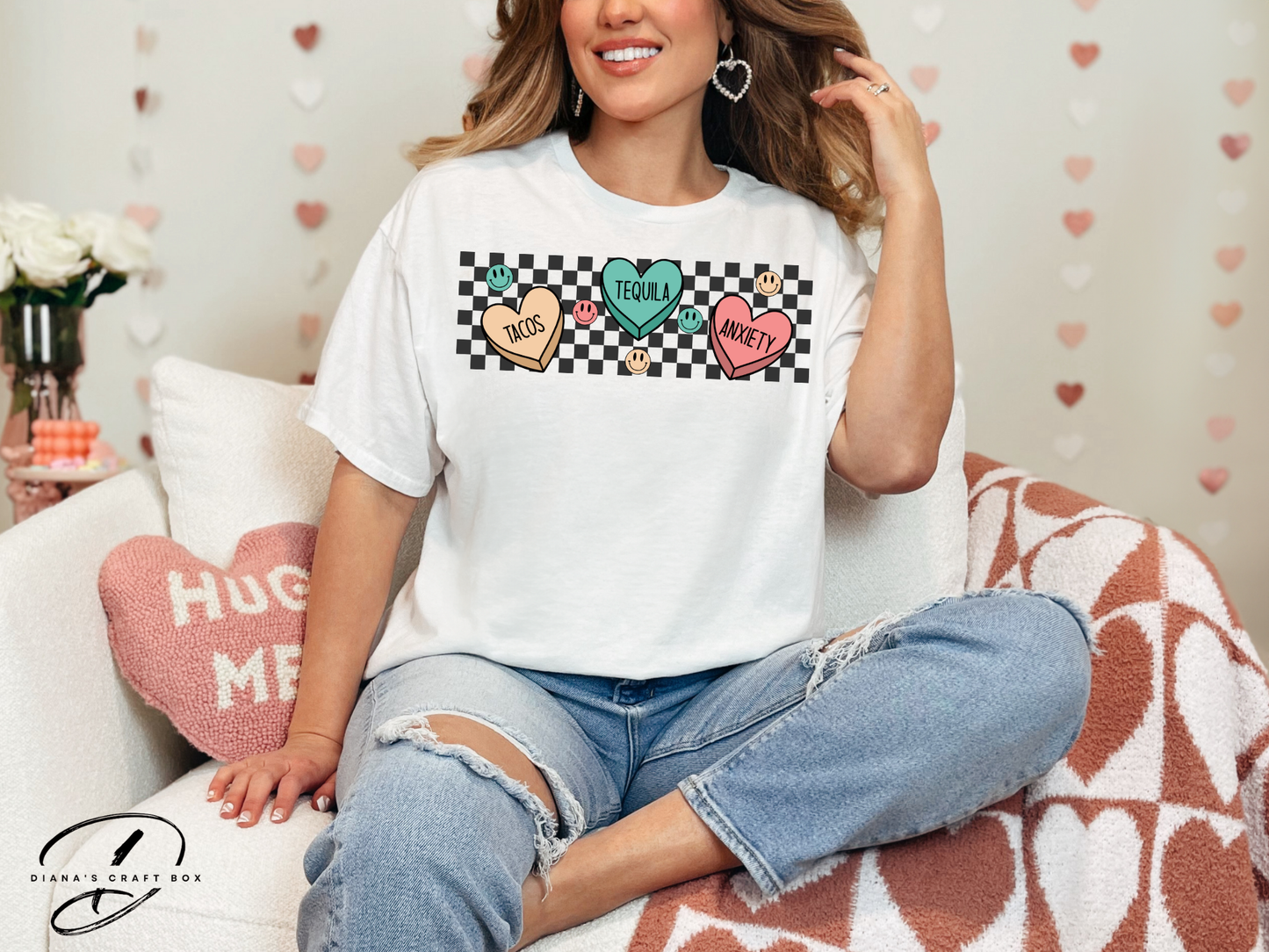 Tacos, Tequila, Anxiety hearts T-shirt