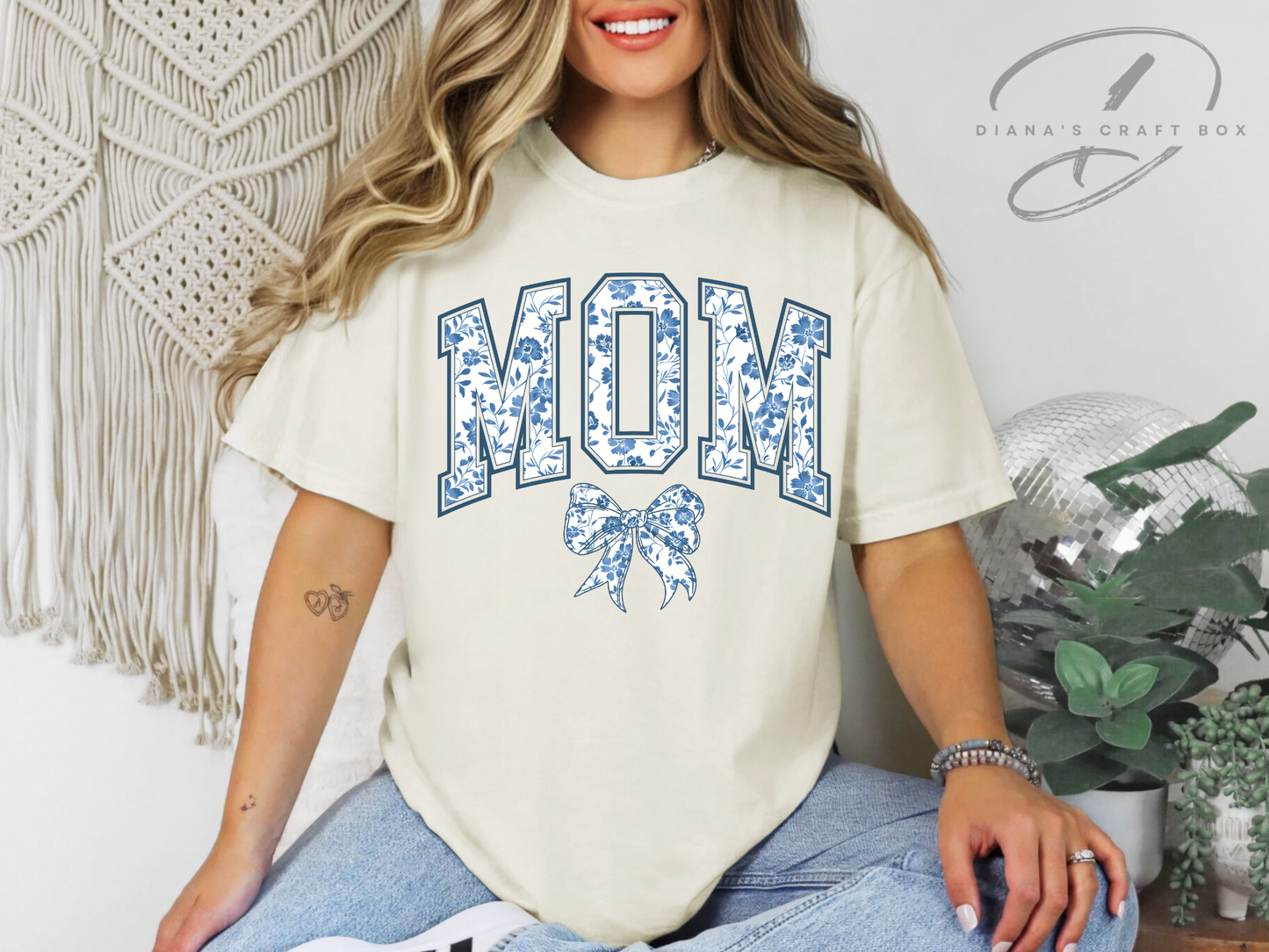 Mom blue bow T-shirt