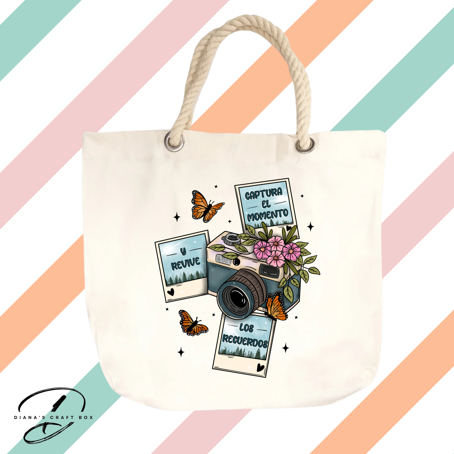 Captura el momento rope tote bag