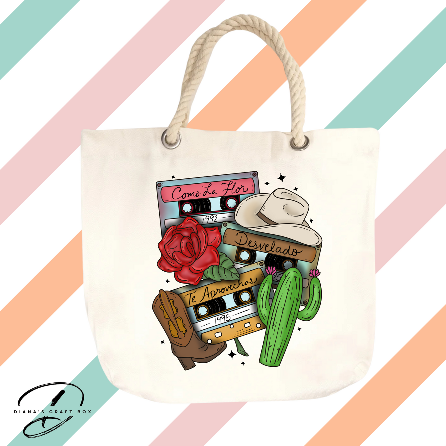 90's tejano rope tote bag