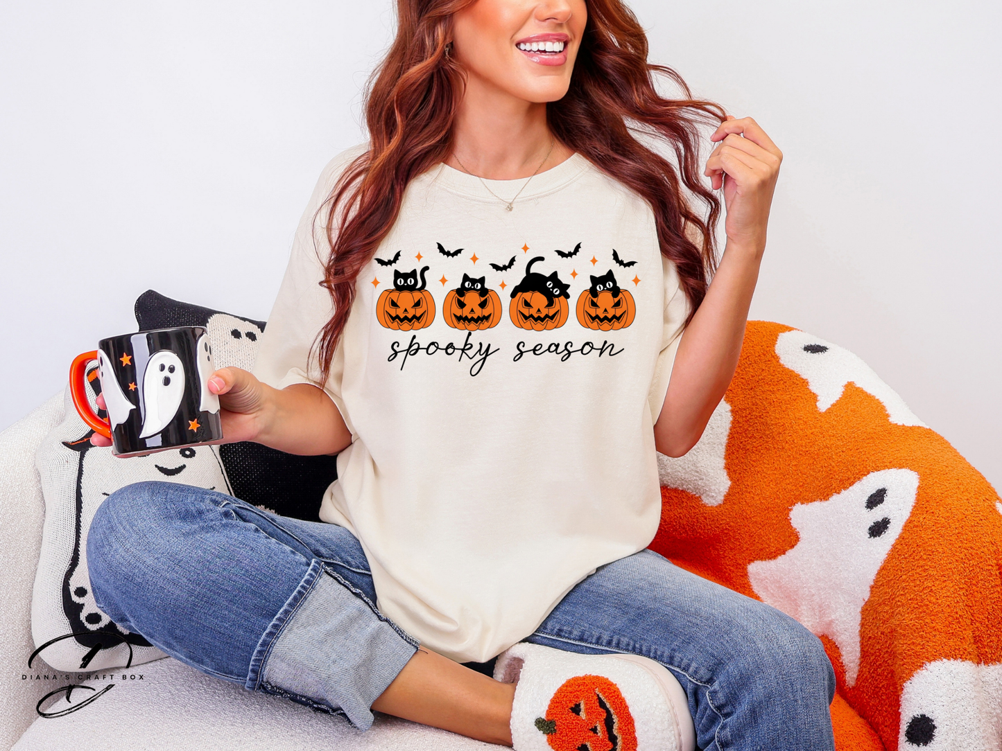 Spooky season pumpkins and cats T-shirt