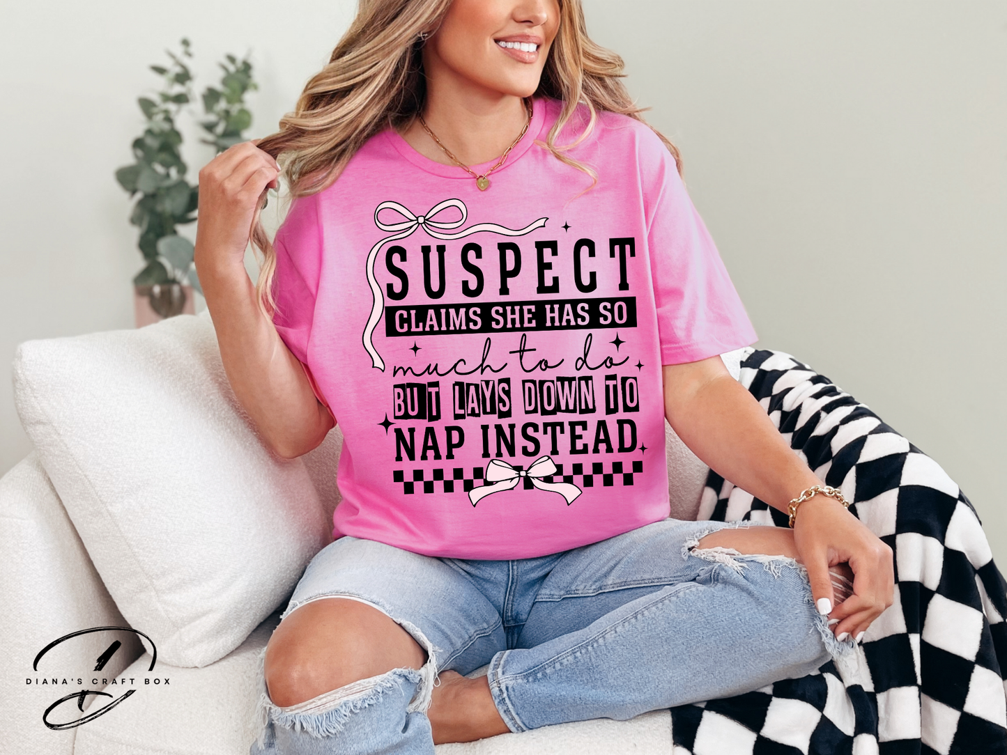 Suspect claims she has a lot to do but takes a nap instead T-shirt