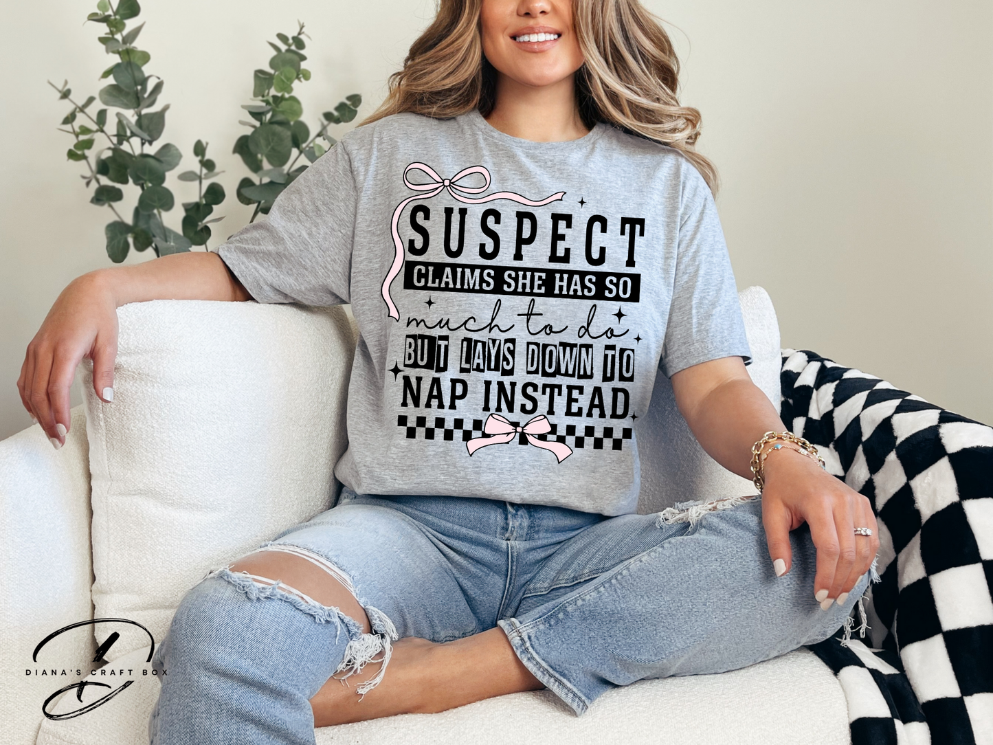 Suspect claims she has a lot to do but takes a nap instead T-shirt