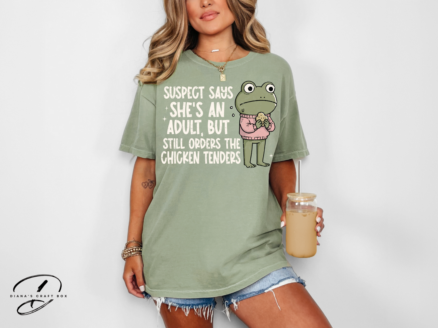 Suspect is an adult but still order chicken nuggets T-shirt
