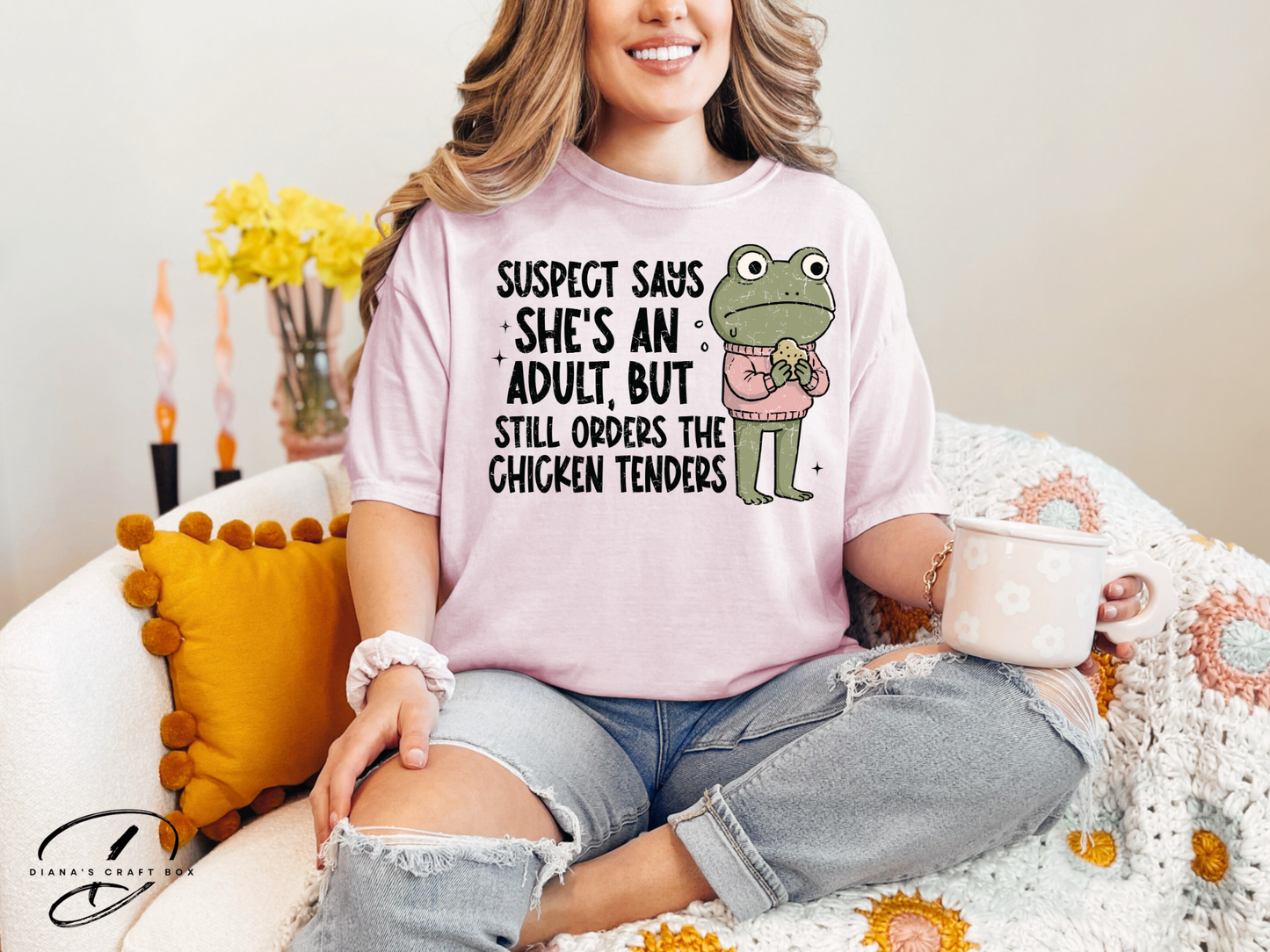 Suspect is an adult but still order chicken nuggets T-shirt