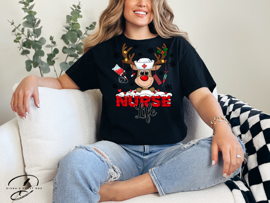 Nurse Life Reindeer T-shirt