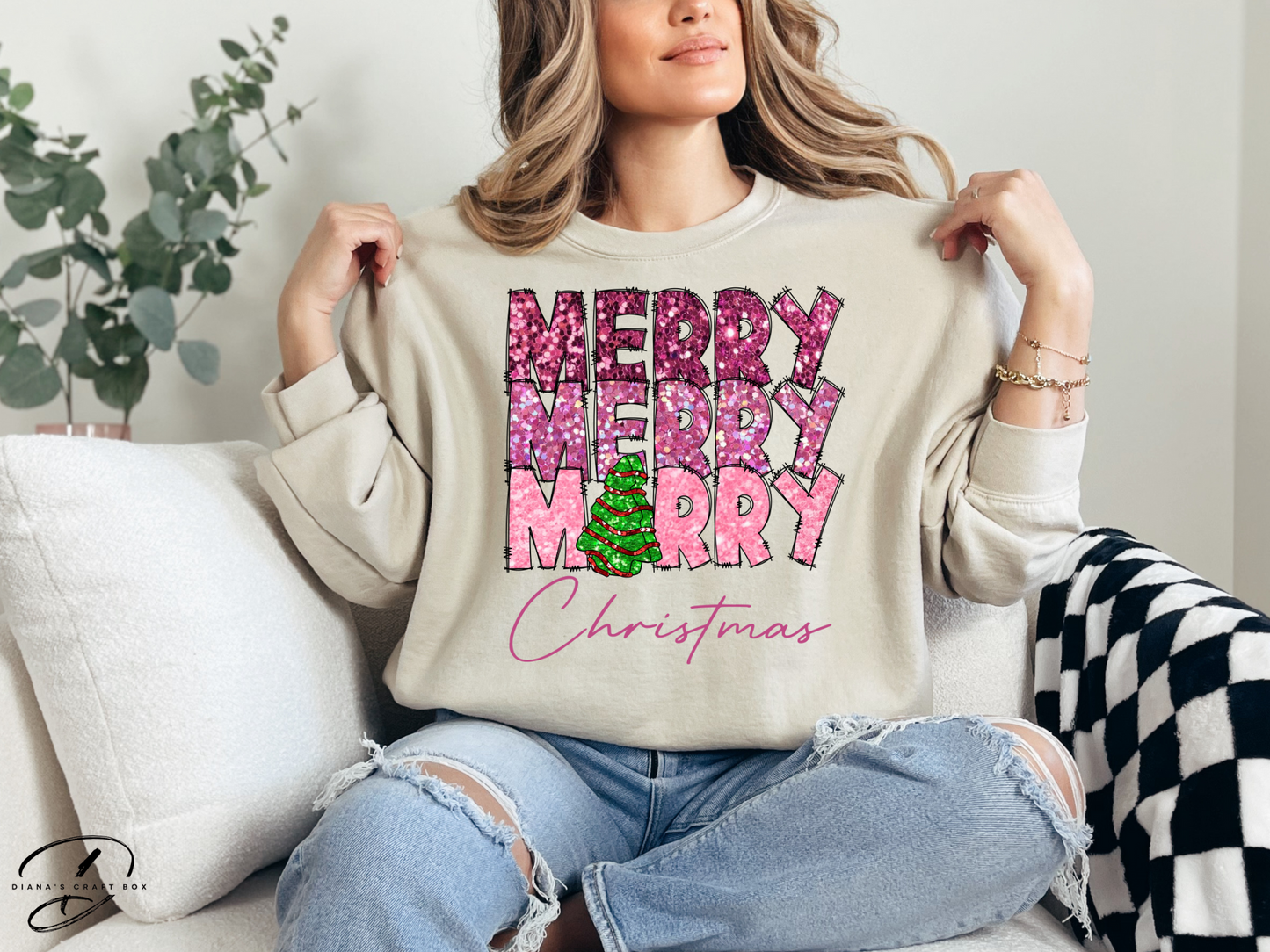 Pink Merry Christmas Sweatshirt