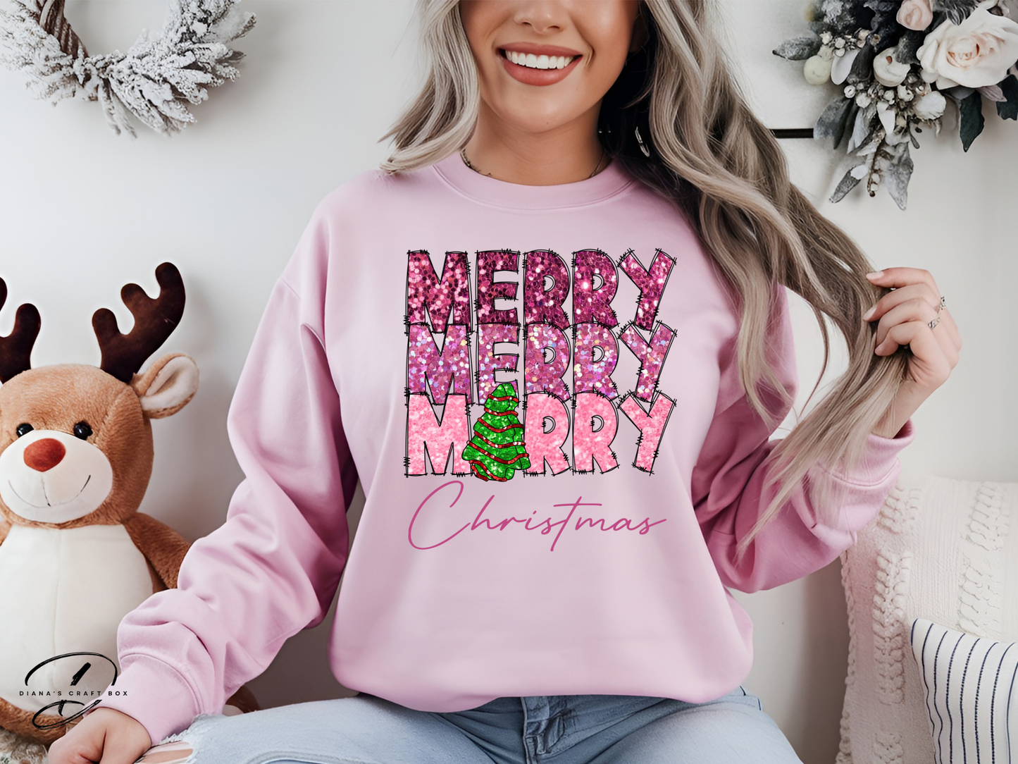 Pink Merry Christmas Sweatshirt