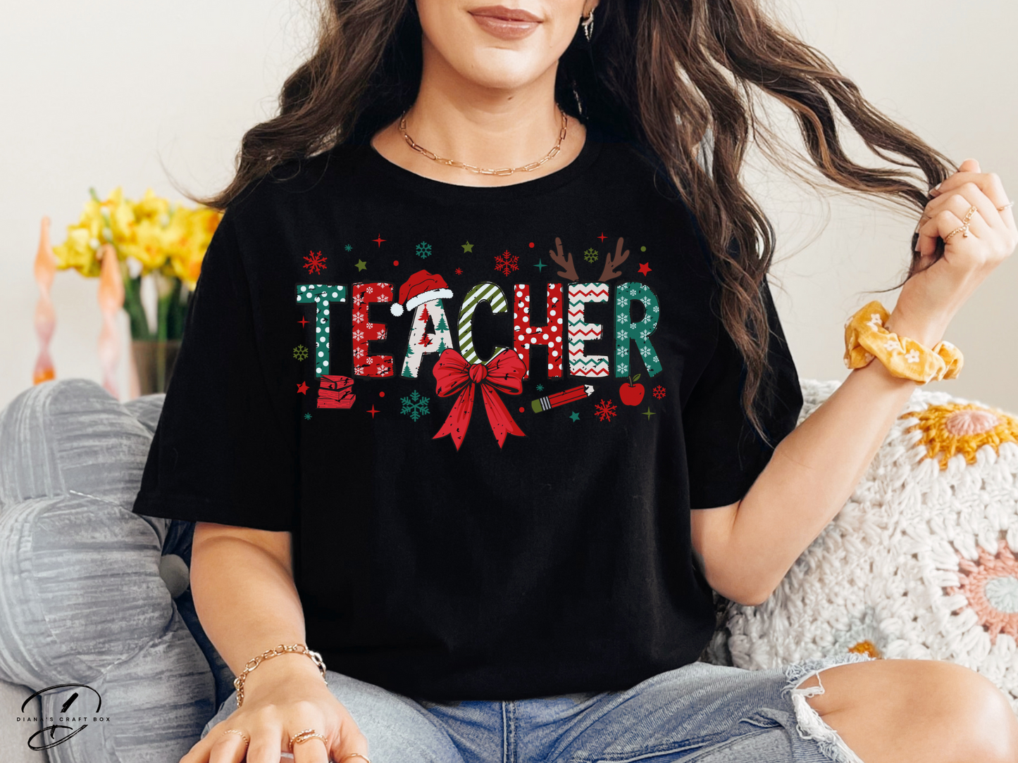 Retro Teacher with Bow T-shirt