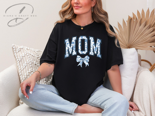 Mom blue bow T-shirt