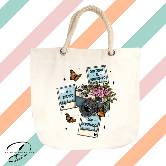 Captura el momento rope tote bag