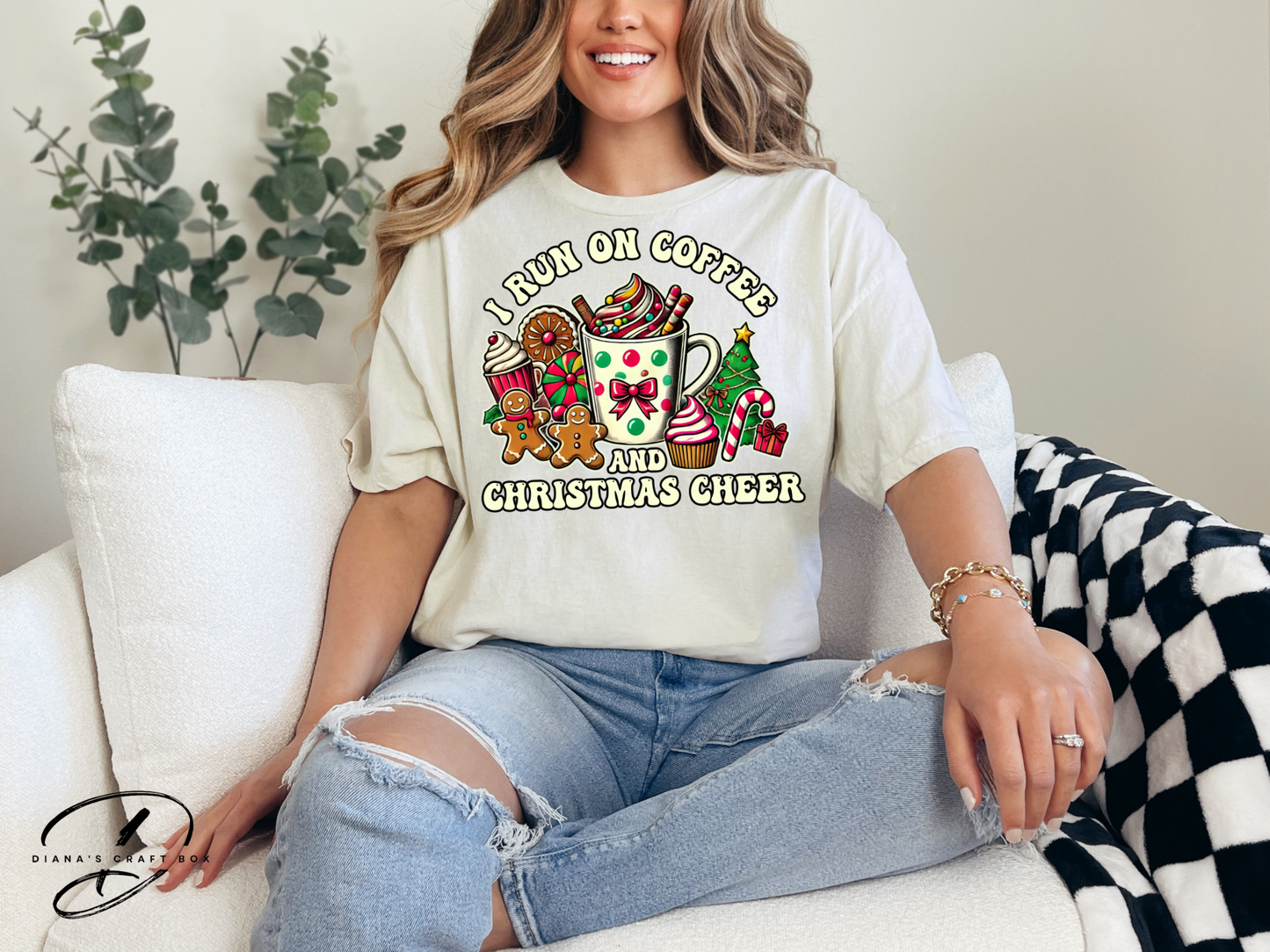 I run on Coffee and Christmas Cheer T-shirt