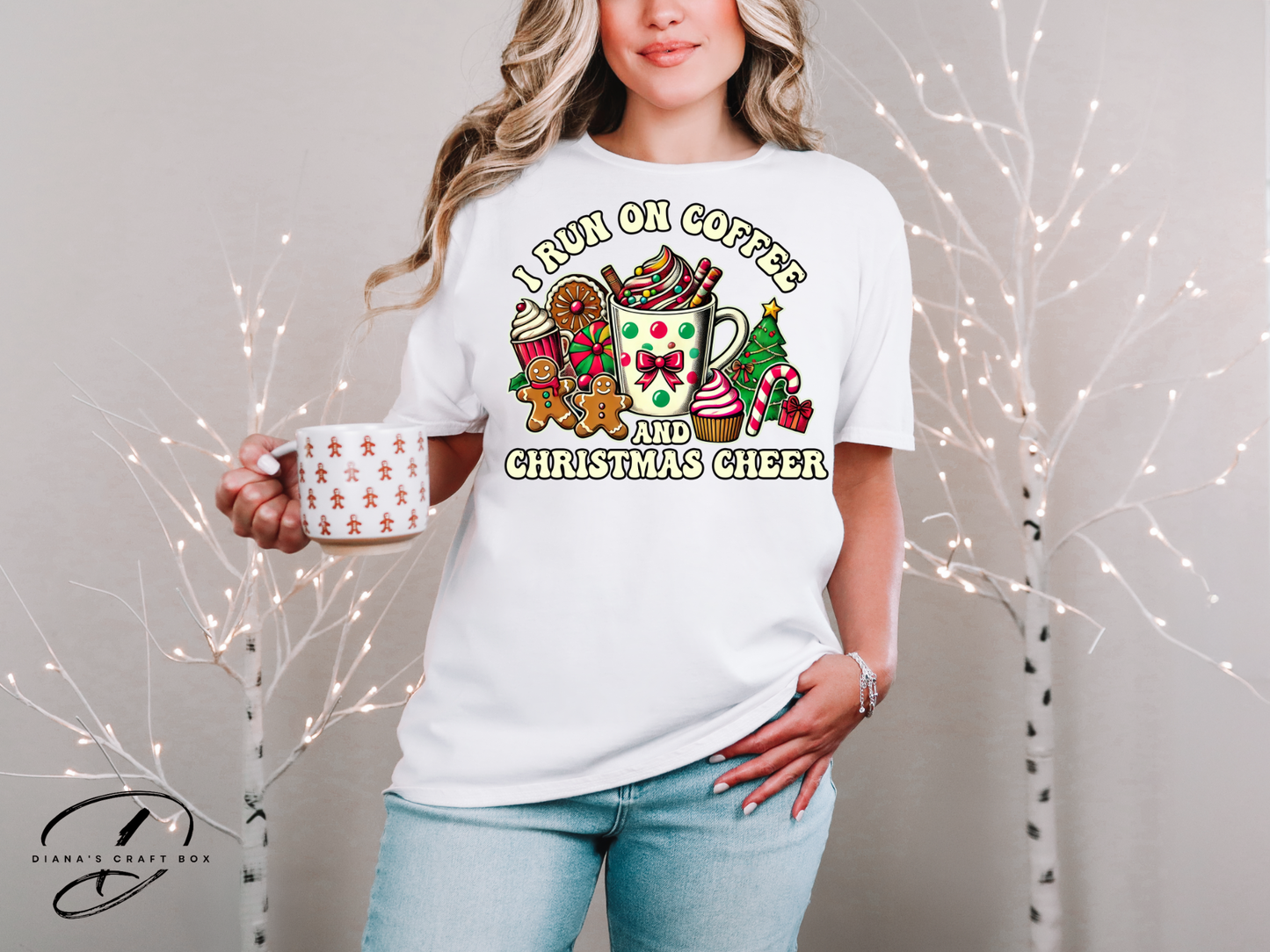 I run on Coffee and Christmas Cheer T-shirt