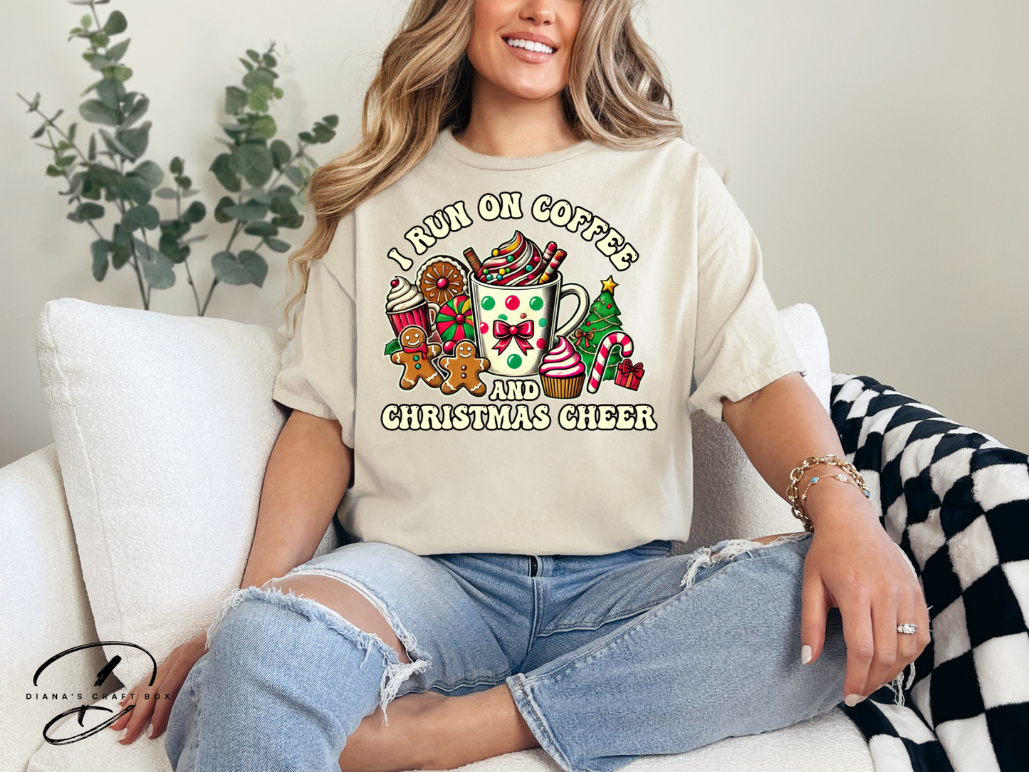 I run on Coffee and Christmas Cheer T-shirt