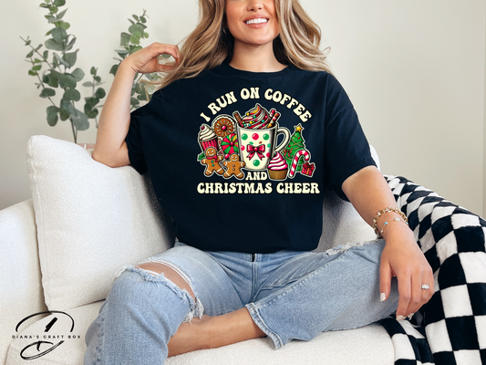 I run on Coffee and Christmas Cheer T-shirt