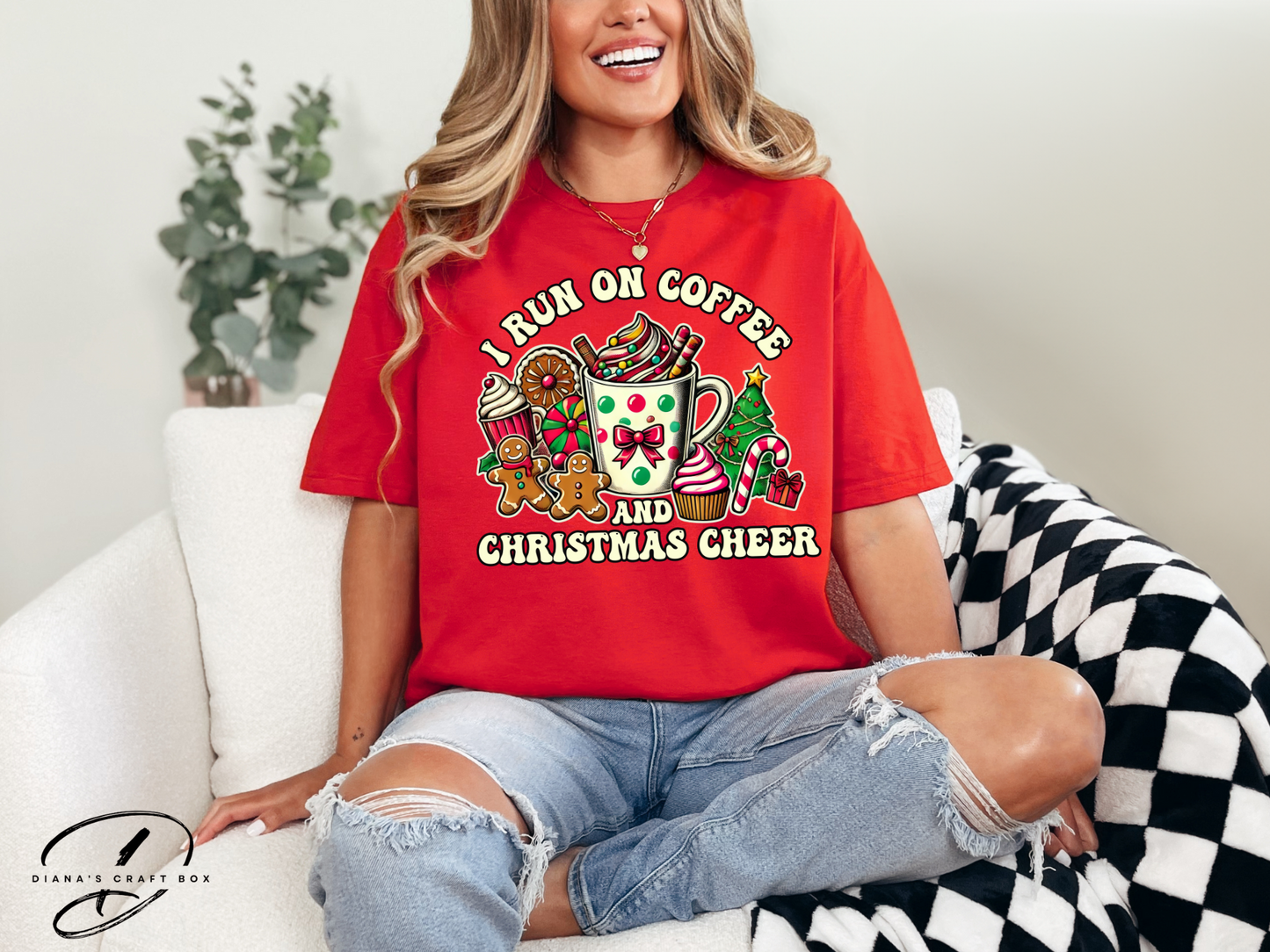 I run on Coffee and Christmas Cheer T-shirt