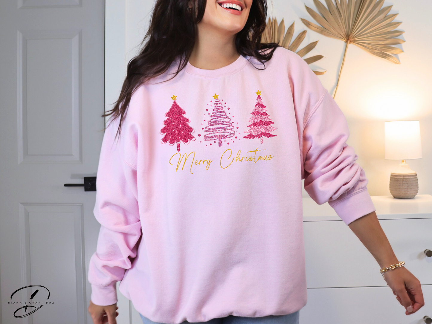 Merry Christmas Pink Trees Sweatshirt