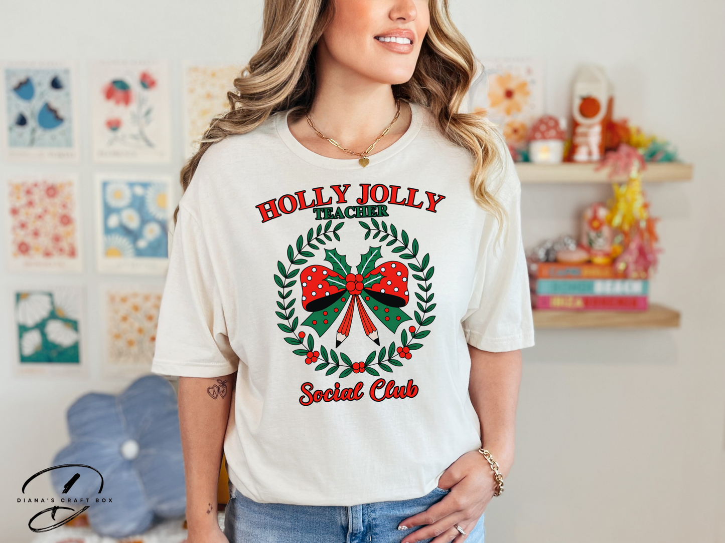 Holly Jolly Teacher Social Club T-shirt