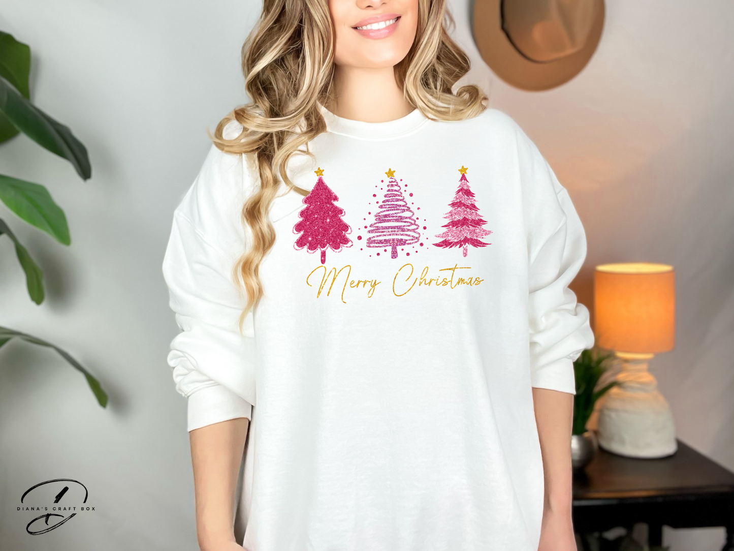 Merry Christmas Pink Trees Sweatshirt