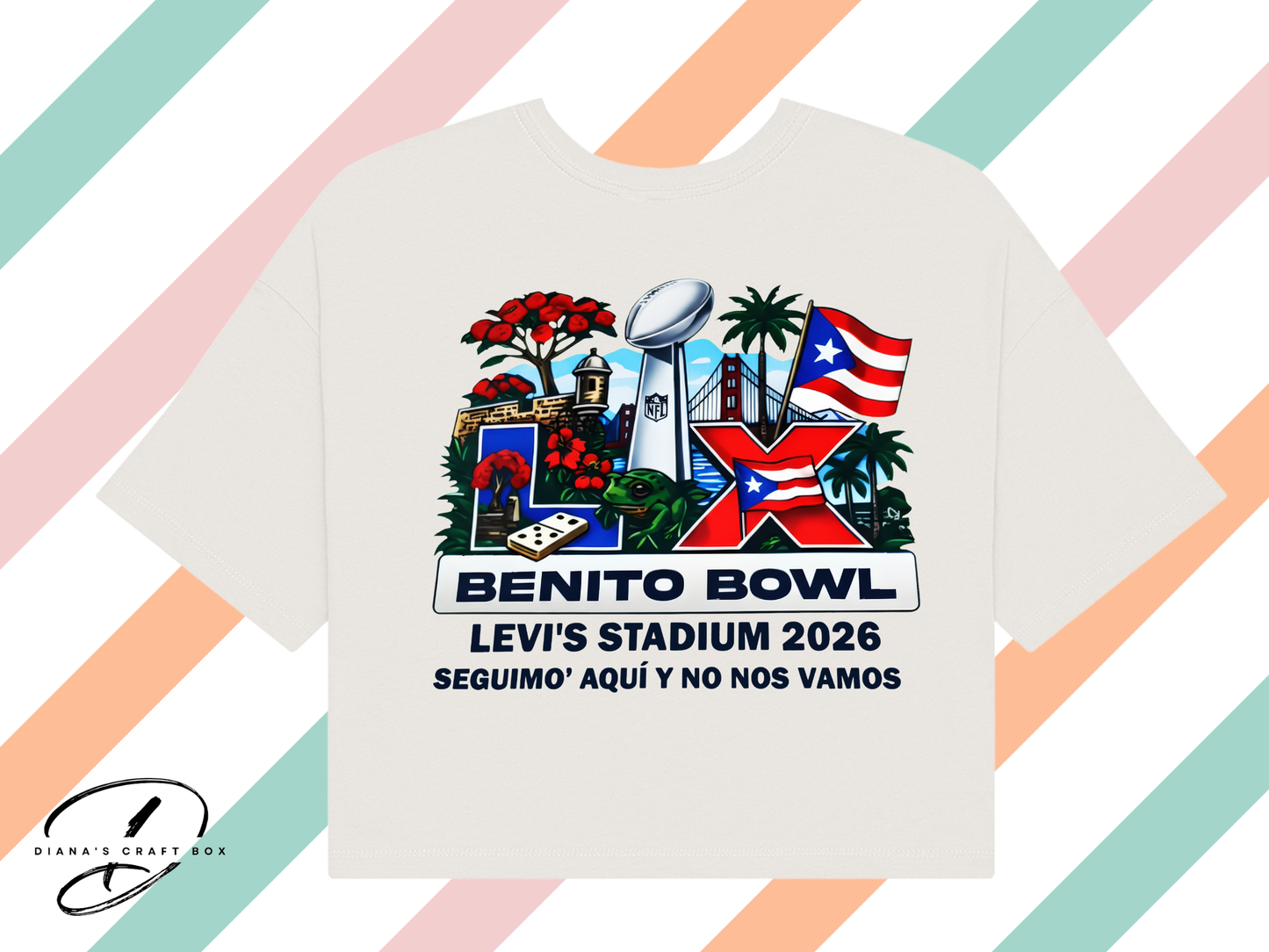 Benito Bowl Seguimo' aqui y no nos vamos crop top