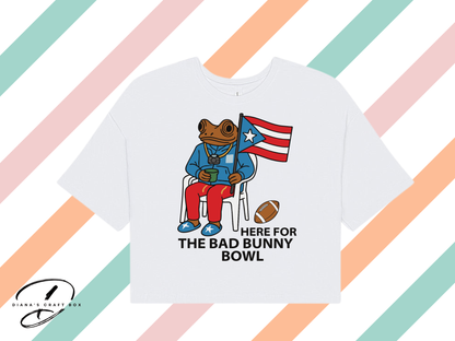Here for the Bad bunny Super Bowl Crop/Baby Tee