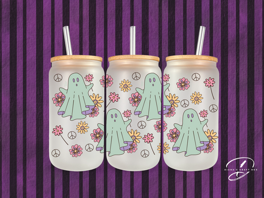 Floral Spooky Ghost Libbey Glass