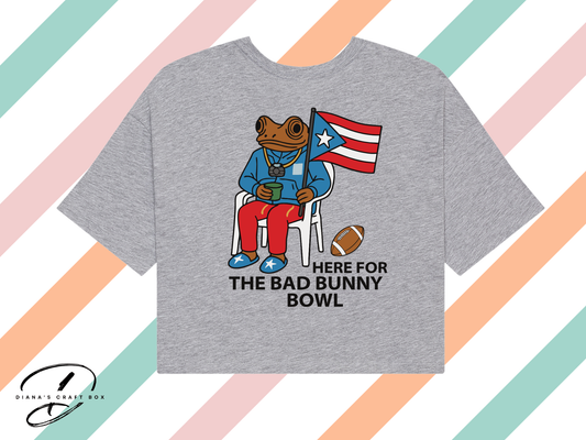 Here for the Bad bunny Super Bowl Crop/Baby Tee
