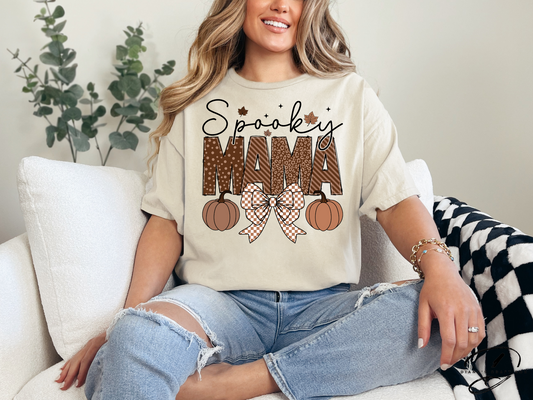 Spooky Mama Brown Retro T-shirt