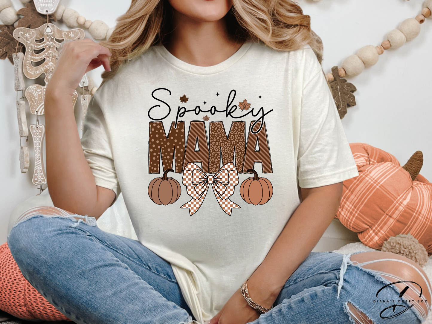 Spooky Mama Brown Retro T-shirt