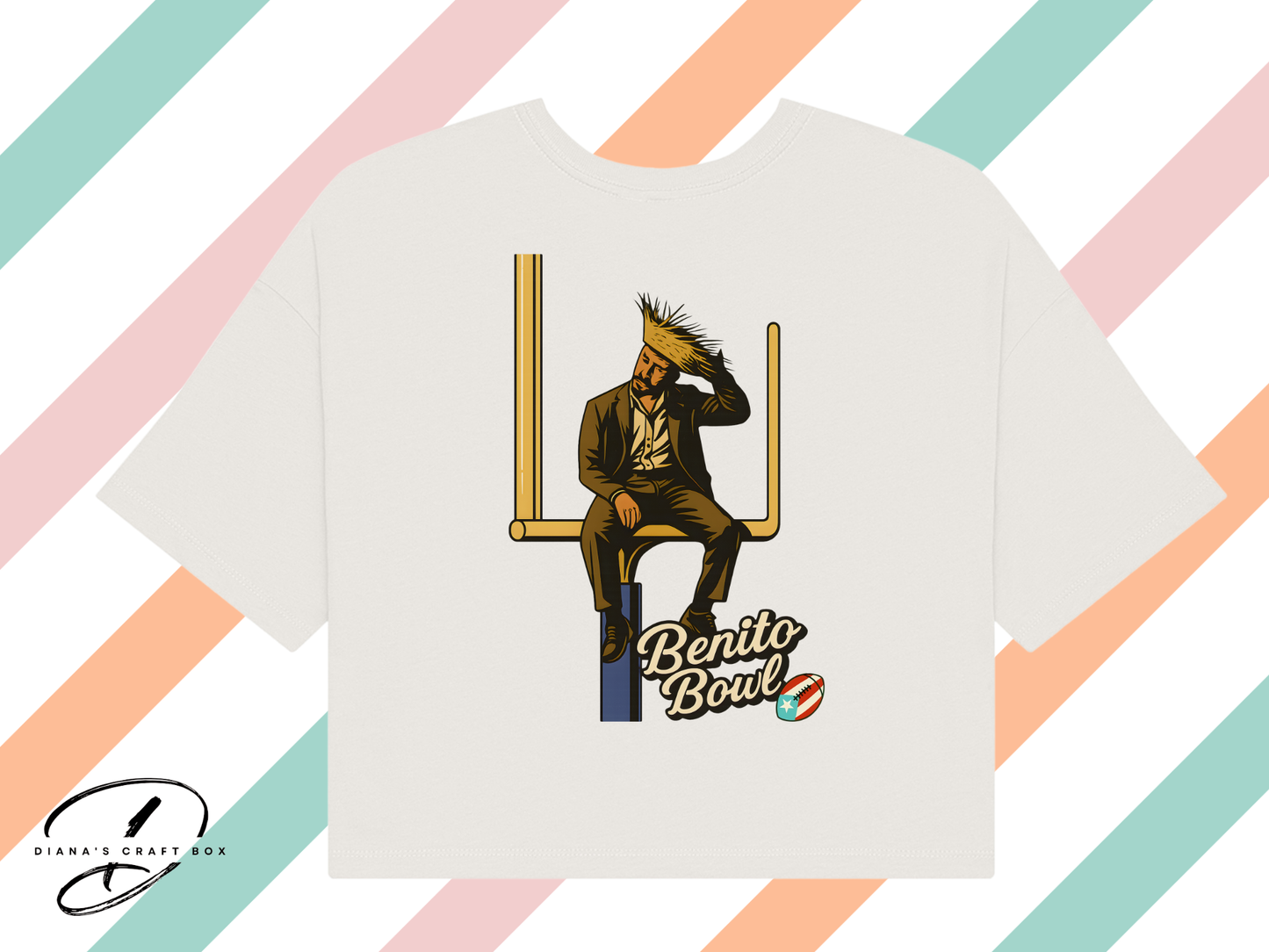 Benito Bowl with Puerto Rico football Crop Top/Baby Tee