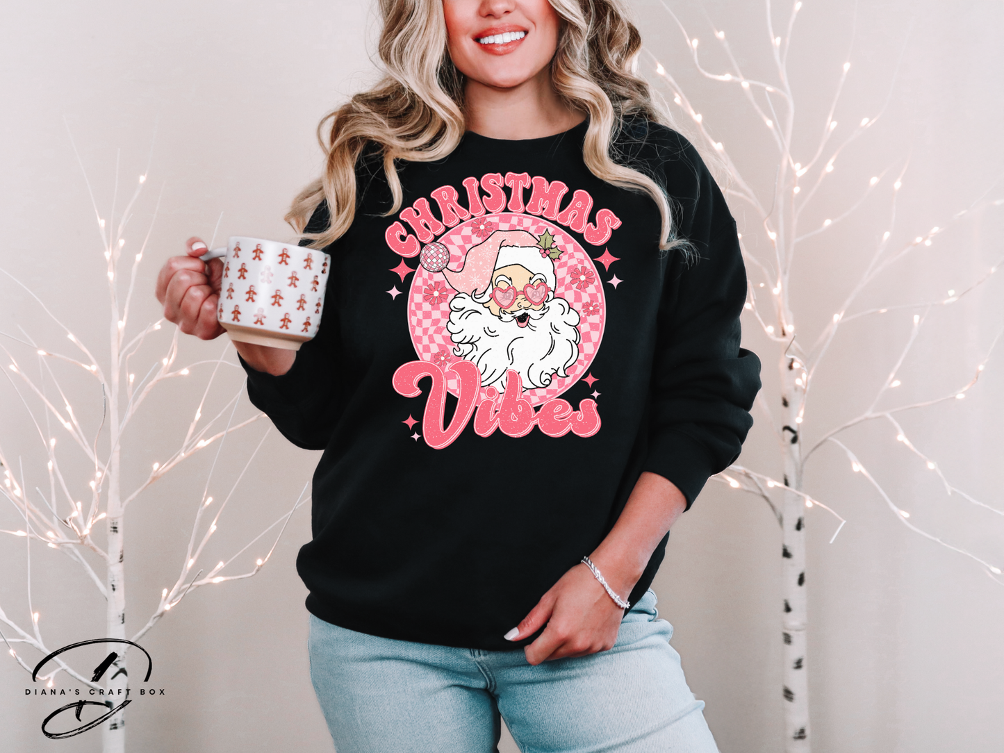 Pink Retro Christmas Vibes Sweatshirt