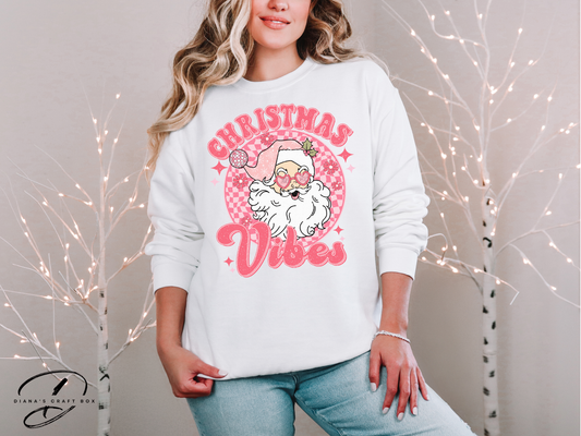 Pink Retro Christmas Vibes Sweatshirt