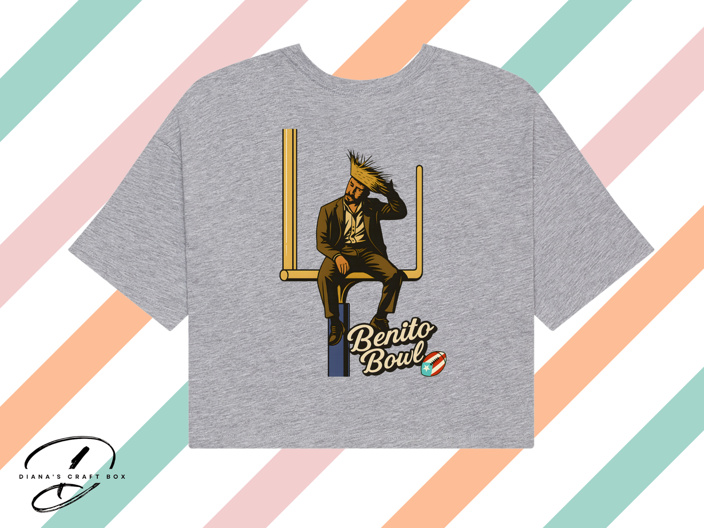 Benito Bowl with Puerto Rico football Crop Top/Baby Tee