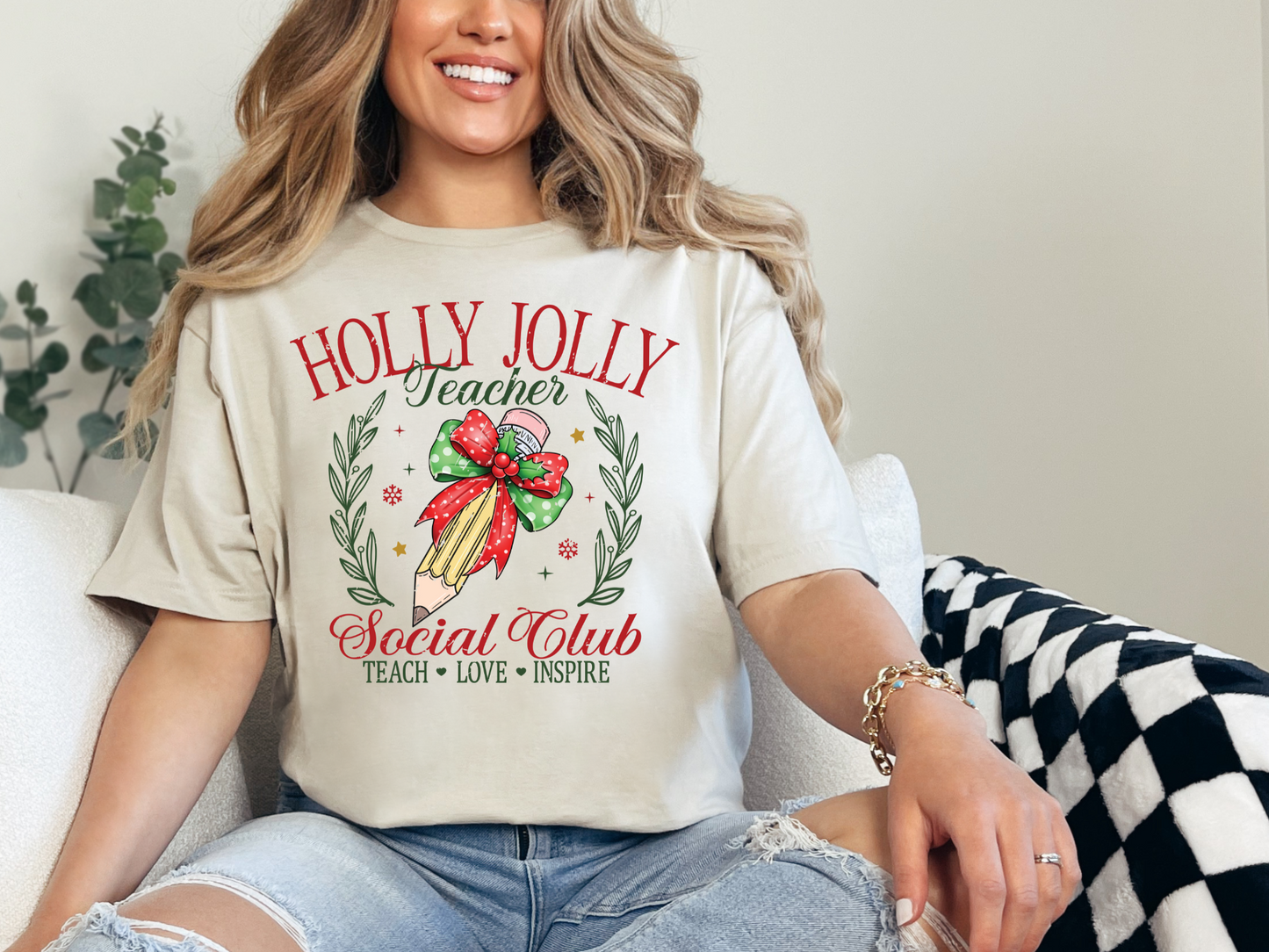 Holly Jolly Teacher Social Club T-shirt