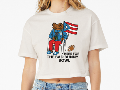 Here for the Bad bunny Super Bowl Crop/Baby Tee