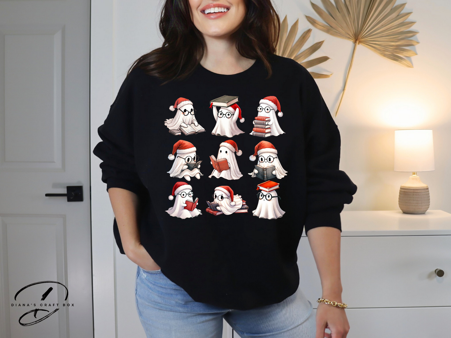 Christmas Ghost reading Sweatshirt