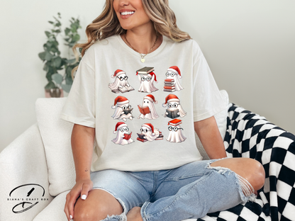 Christmas Ghost reading T-shirt