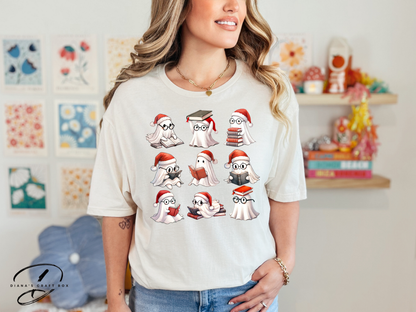 Christmas Ghost reading T-shirt