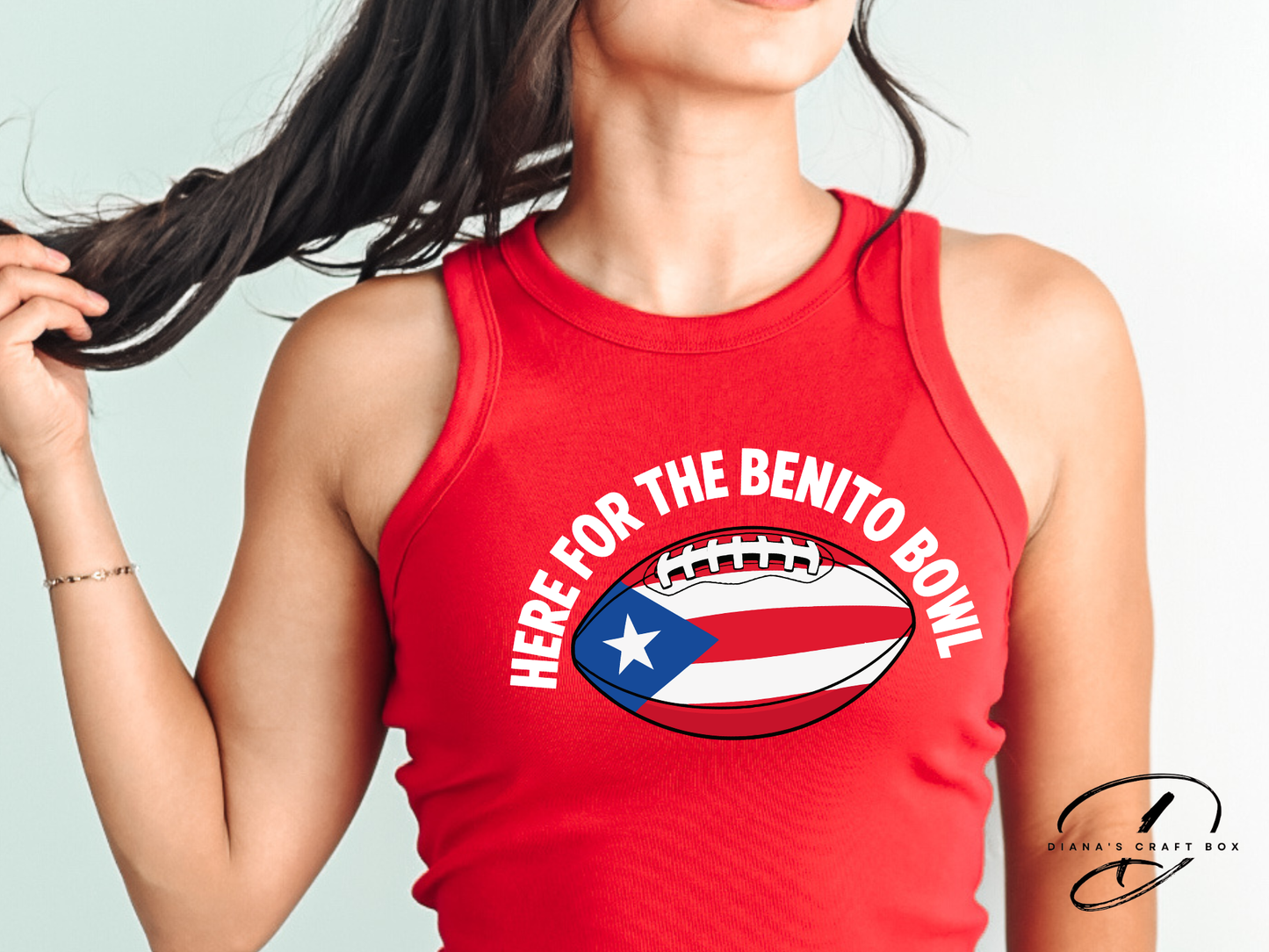 Here for the Benito Bowl Football Crop Top/ Racer Tank Top