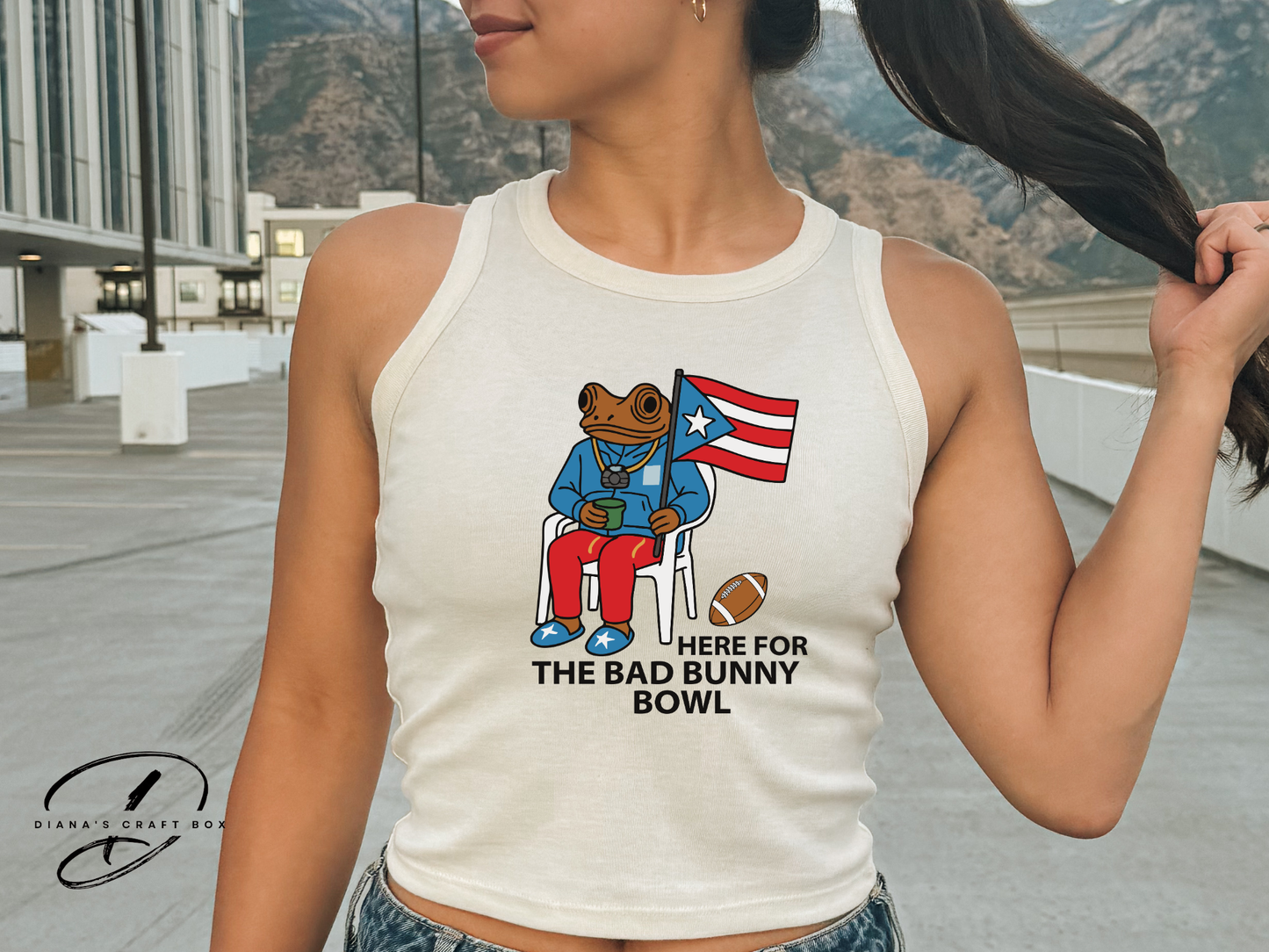 Here for the Bad bunny Super Bowl Crop/Baby Tee
