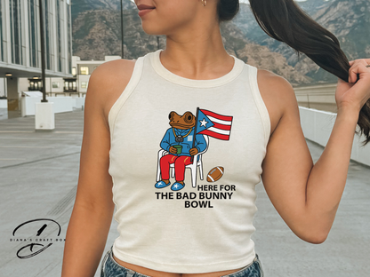Here for the Bad bunny Super Bowl Crop/Baby Tee