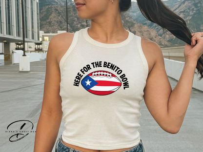 Here for the Benito Bowl Football Crop Top/ Racer Tank Top