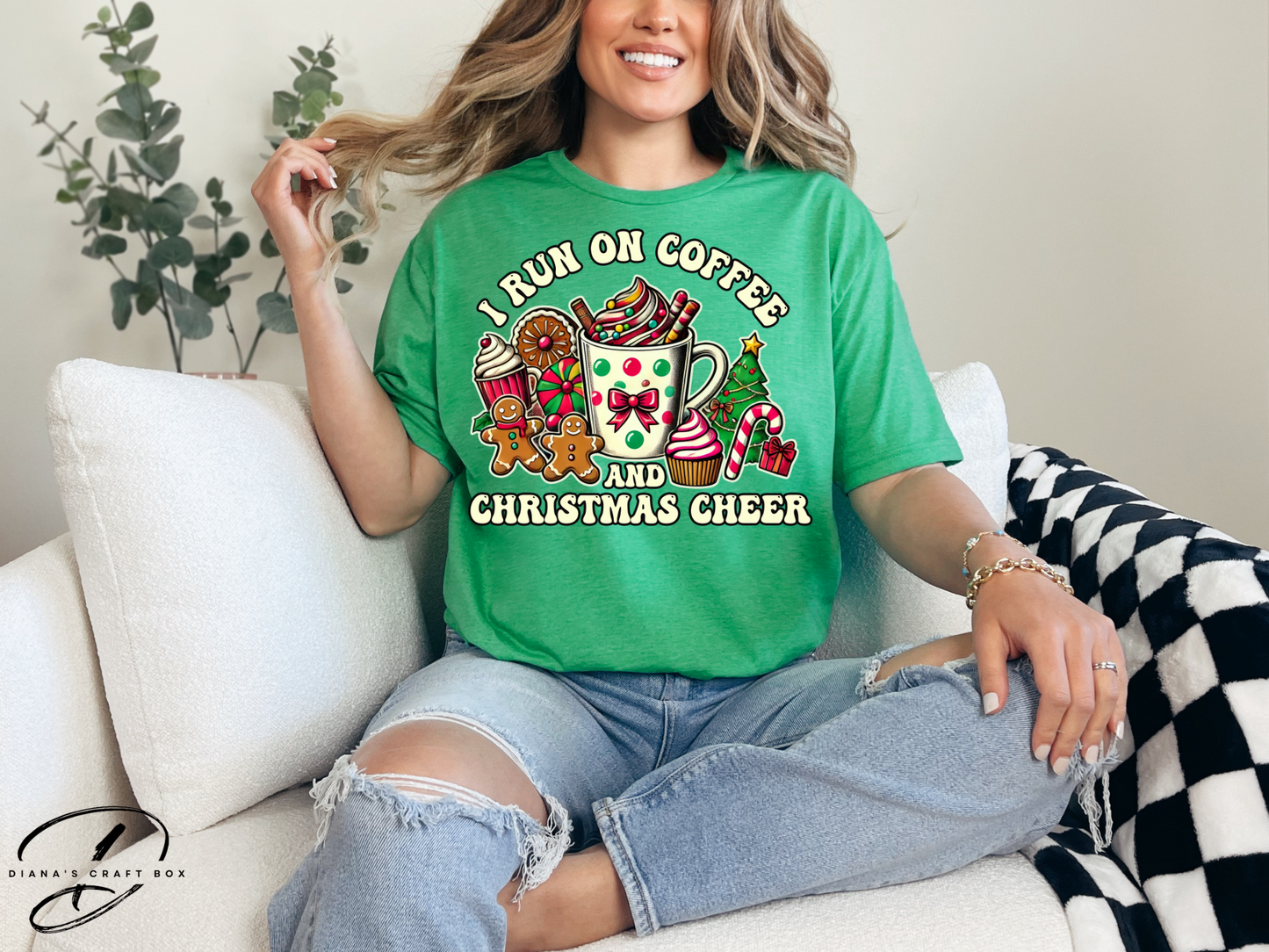 I run on Coffee and Christmas Cheer T-shirt